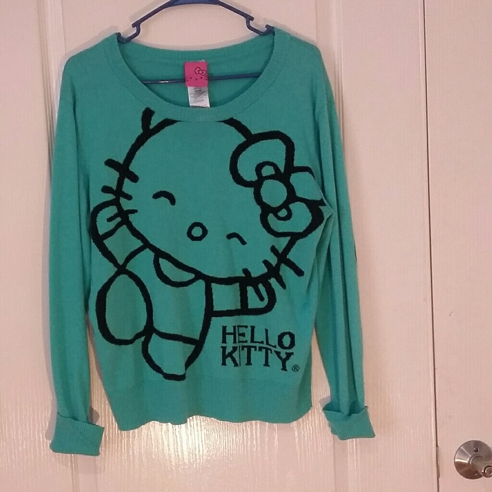 Hello Kitty Teal Crewneck Sweater with Black Graphic